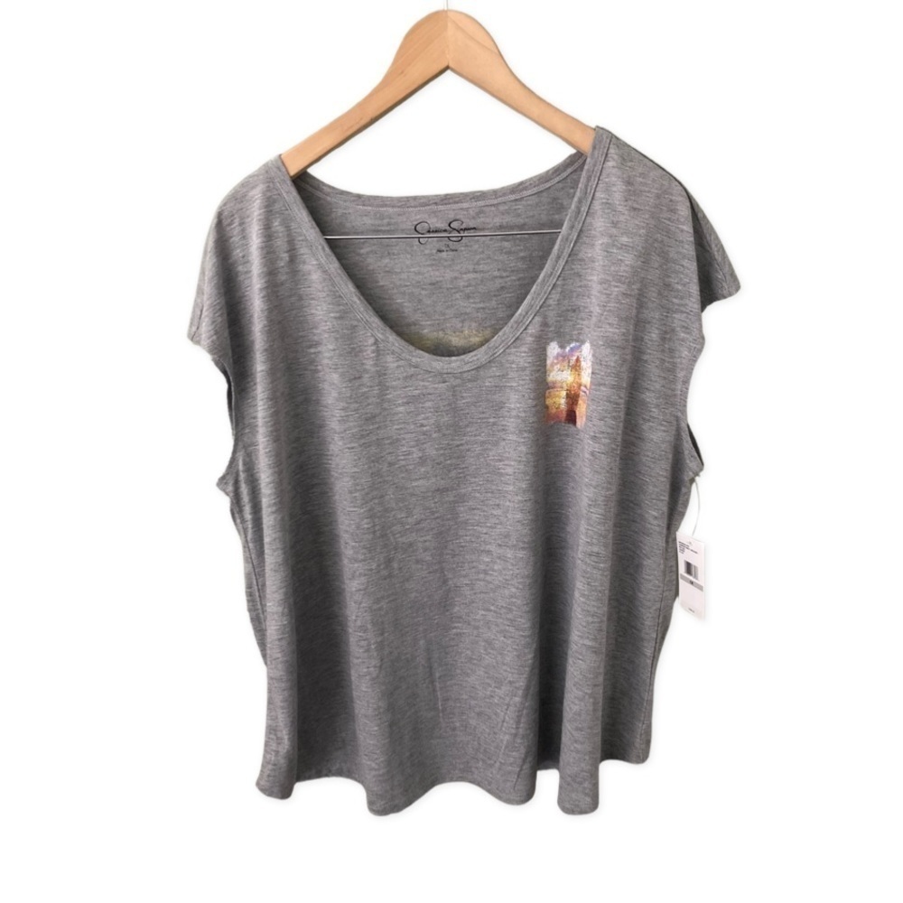 NWT Jessica Simpson Asher Flutter Sleeve Graphic T-Shirt Top Size 1X